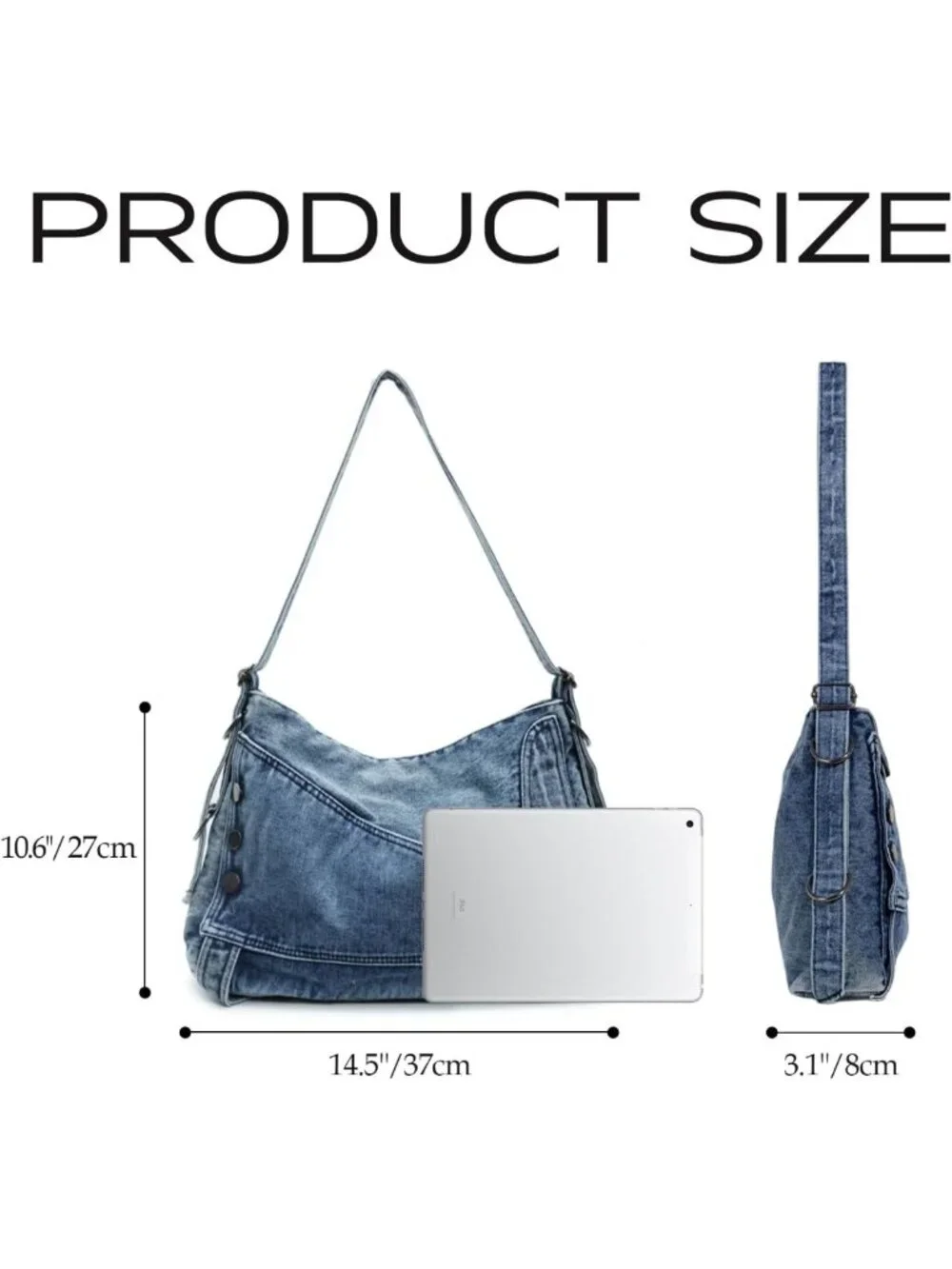 Retro Denim Hobo Bag for Women | Adjustable Strap Large Tote Purse Handbag